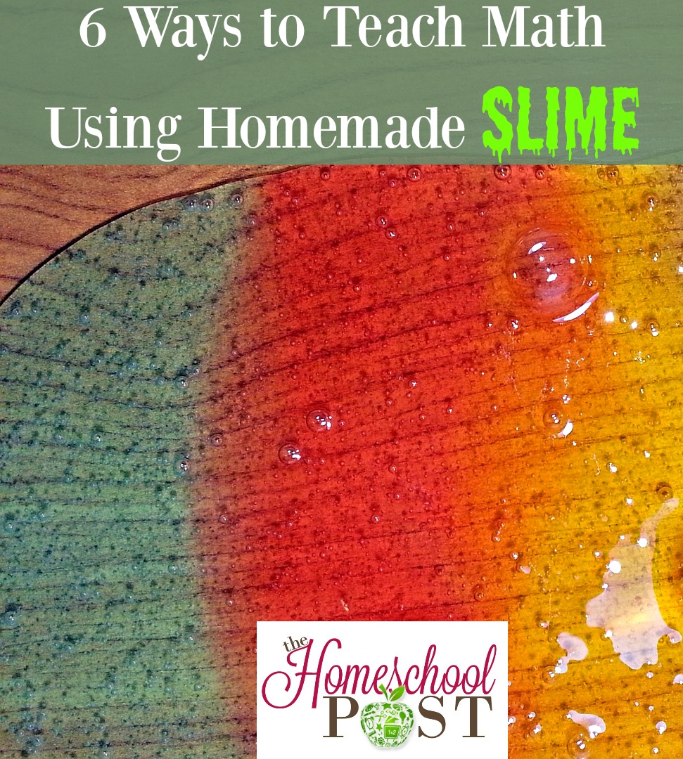 Homeschool math ideas to use with homemade slime! Fun learning activities with slime. Math activities with slime.